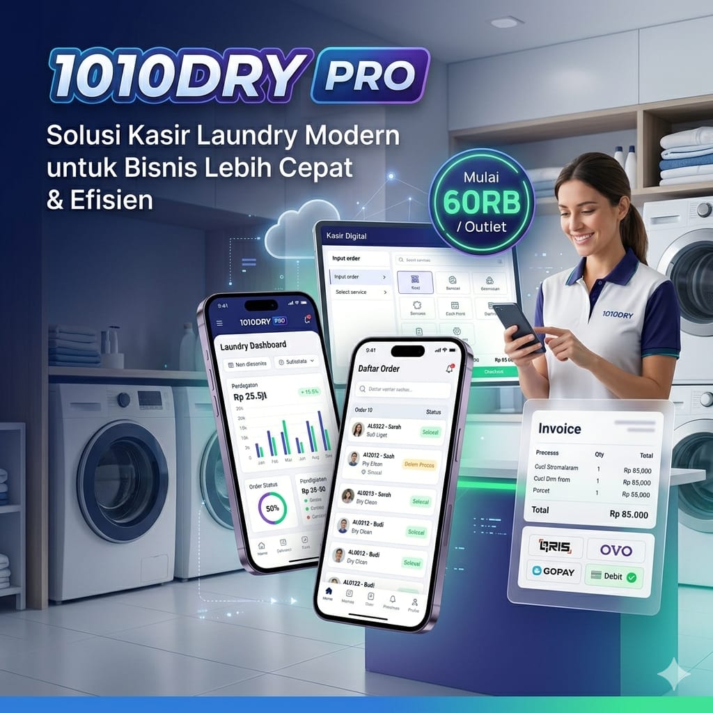 Resmi Dirilis! 1010DRY PRO, Solusi Kasir Laundry Modern untuk Bisnis Lebih Cepat dan Efisien